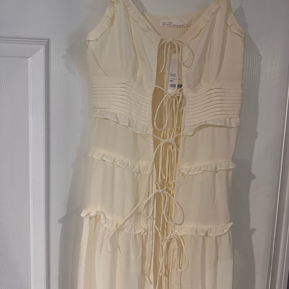 Oak + Fort ruffle sheer tie-front midi Dress - Picture 4 of 9
